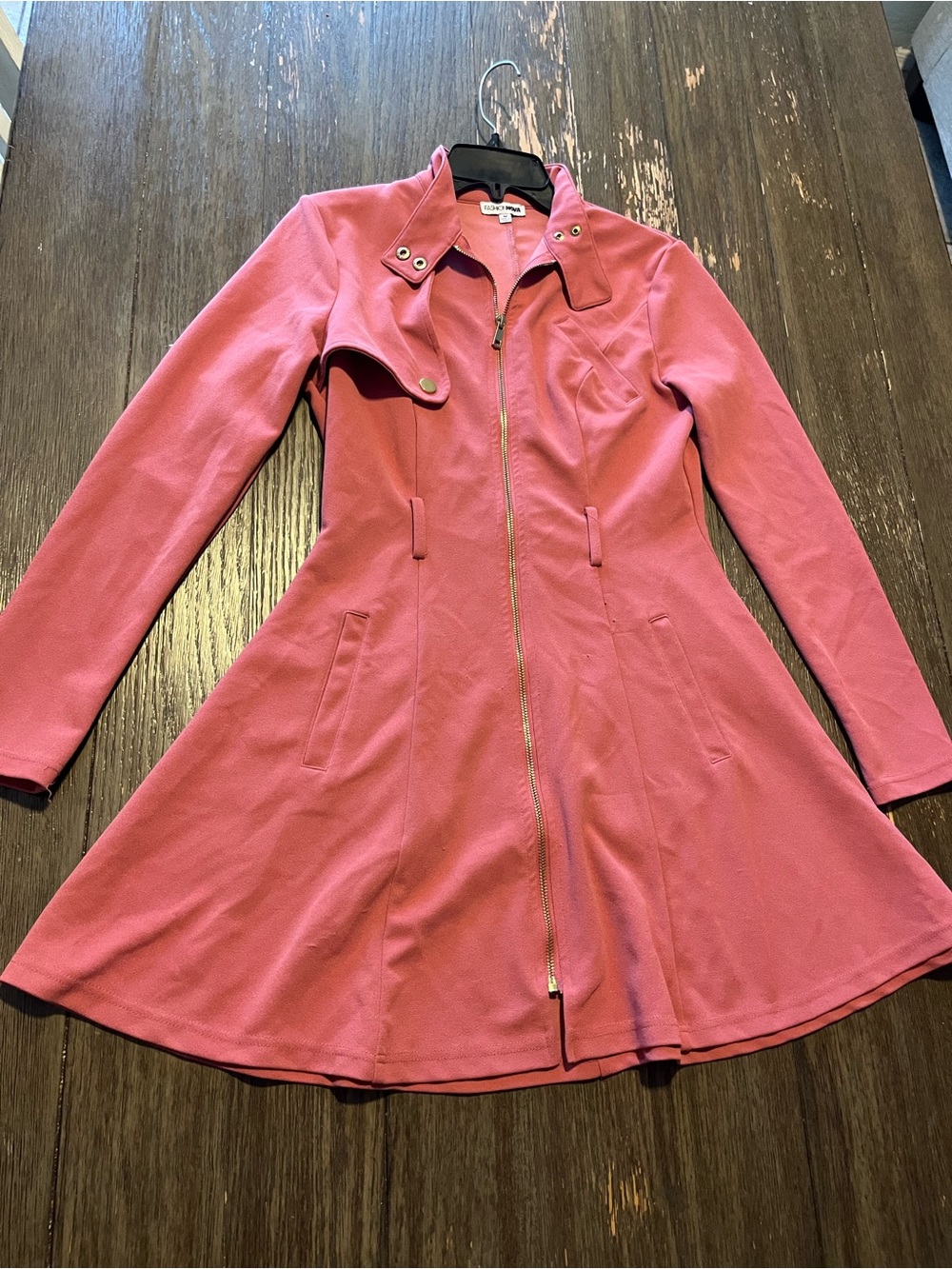Fashion Nova Rose Pink Fit-and-Flare Zip Front Trench Coat